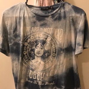 Blue and white obey tee